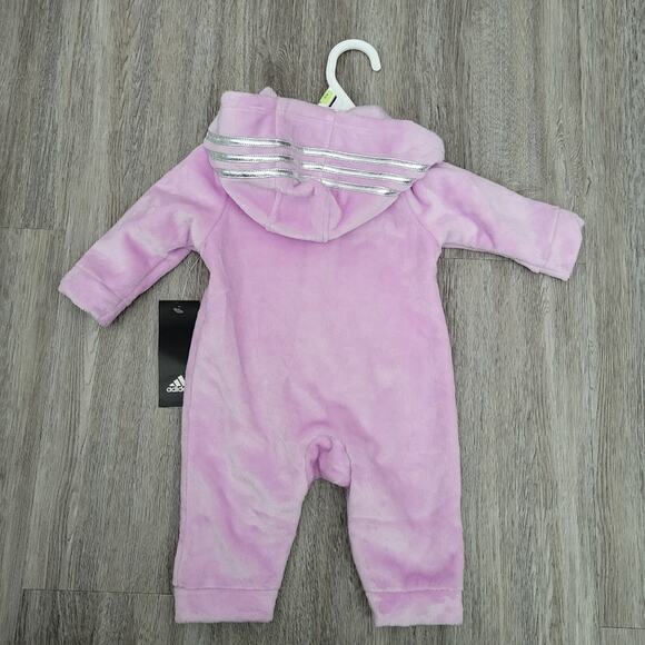 Adidas baby light lilac velour hooded one piece Size 3 months - Picture 9 of 9